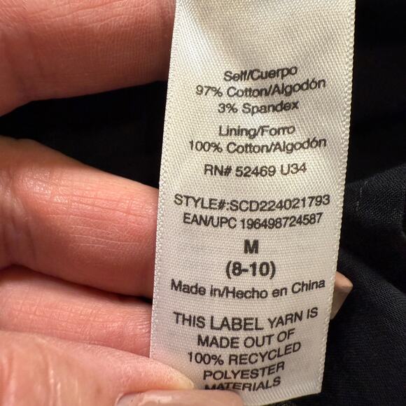 Women's Scoop Black and White Floral Dress with Peek-a-Boo Hole Waist Size M NEW - Picture 5 of 11